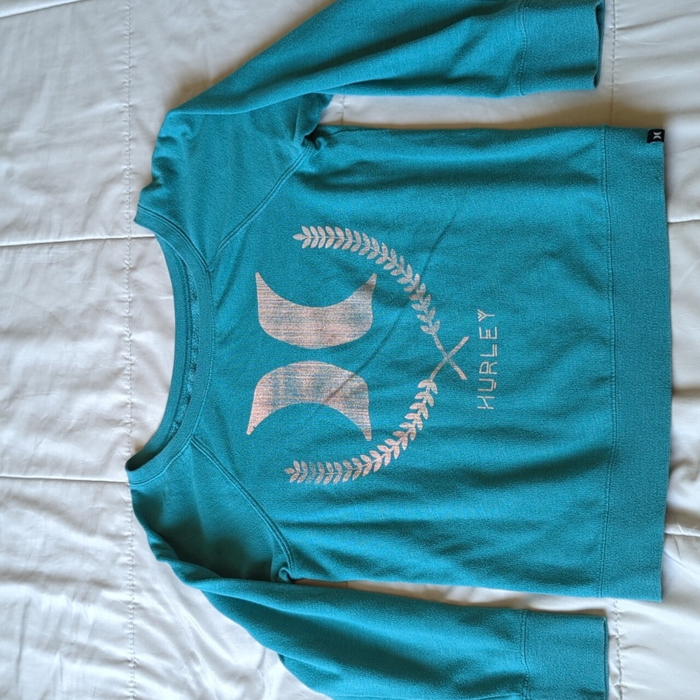Scoop neck Hurley sweater teal turquoise small
